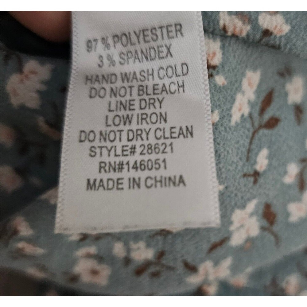 Monteau Los Angeles Womens Green Floral Flutter Short Sleeve Wrap Tunic Shirt SM - Picture 7 of 7